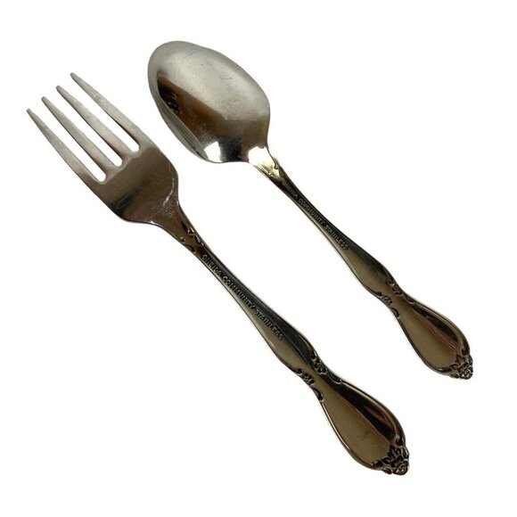 Oneida Community Chatelaine 2-Piece Youth Child Set Fork & Spoon Stainless Steel - Picture 2 of 4